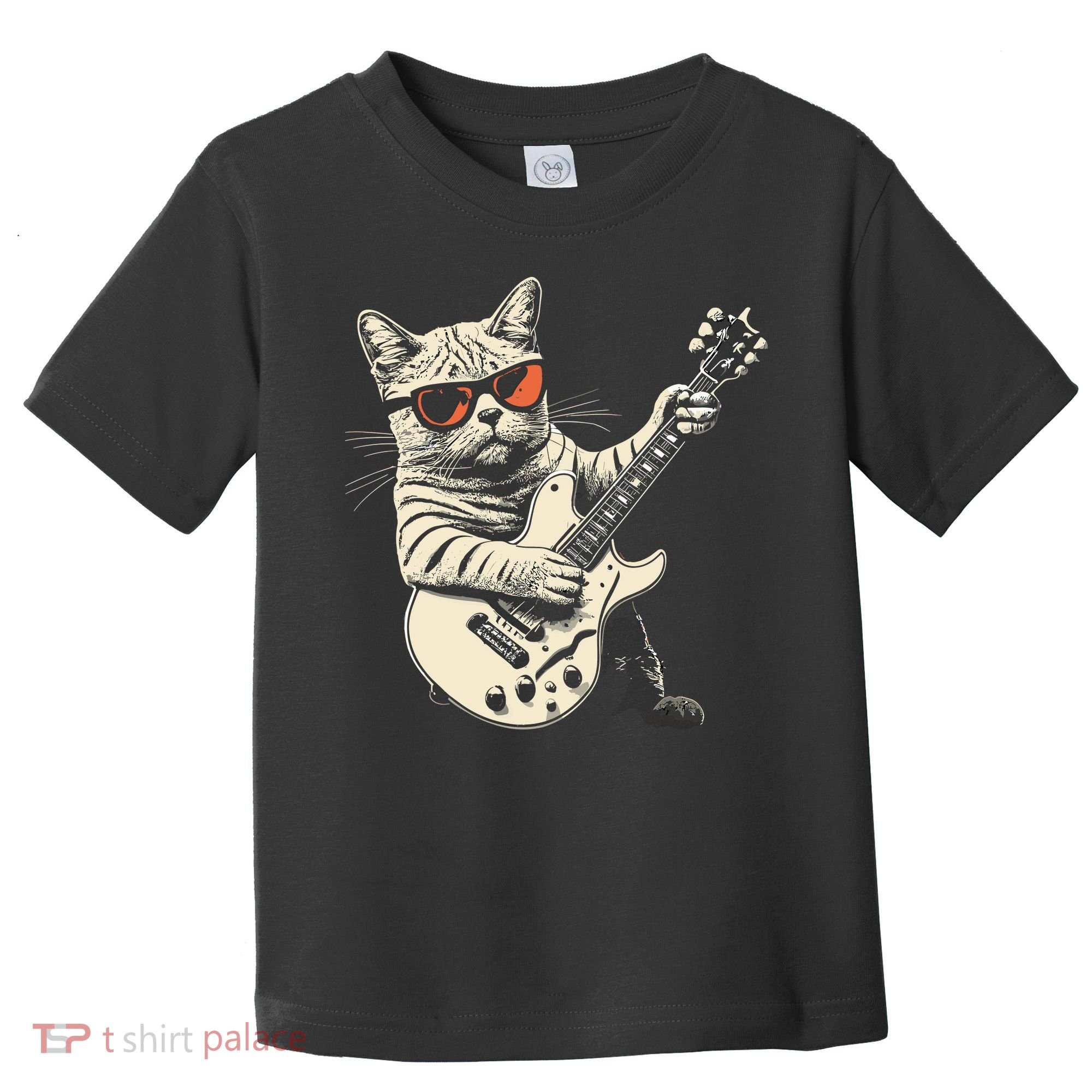 Rock Cat Playing Guitar Rock Kitty Funny Guitar Cat Toddler T-Shirt