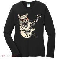 Rock Cat Playing Guitar Rock Kitty Funny Guitar Cat Women's Long Sleeve Shirt thumb 0