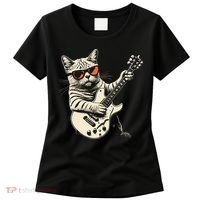 Rock Cat Playing Guitar Rock Kitty Funny Guitar Cat Women's T-Shirt thumb 0