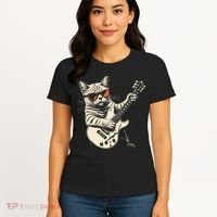 Rock Cat Playing Guitar Rock Kitty Funny Guitar Cat Women's T-Shirt thumb 4