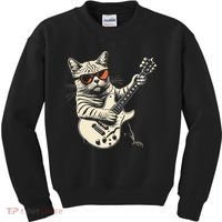 Rock Cat Playing Guitar Rock Kitty Funny Guitar Cat Kids Sweatshirt thumb 0
