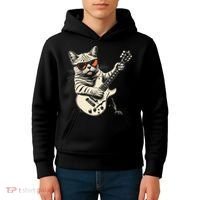 Rock Cat Playing Guitar Rock Kitty Funny Guitar Cat Kids Hoodie thumb 4