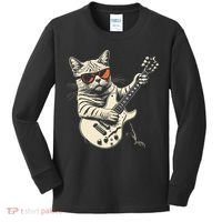 Rock Cat Playing Guitar Rock Kitty Funny Guitar Cat Kids Long Sleeve Shirt thumb 0