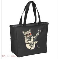 Rock Cat Playing Guitar Rock Kitty Funny Guitar Cat Tote Bag thumb 2