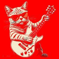 Rock Cat Playing Guitar Rock Kitty Funny Guitar Cat Santa Hat thumb 1