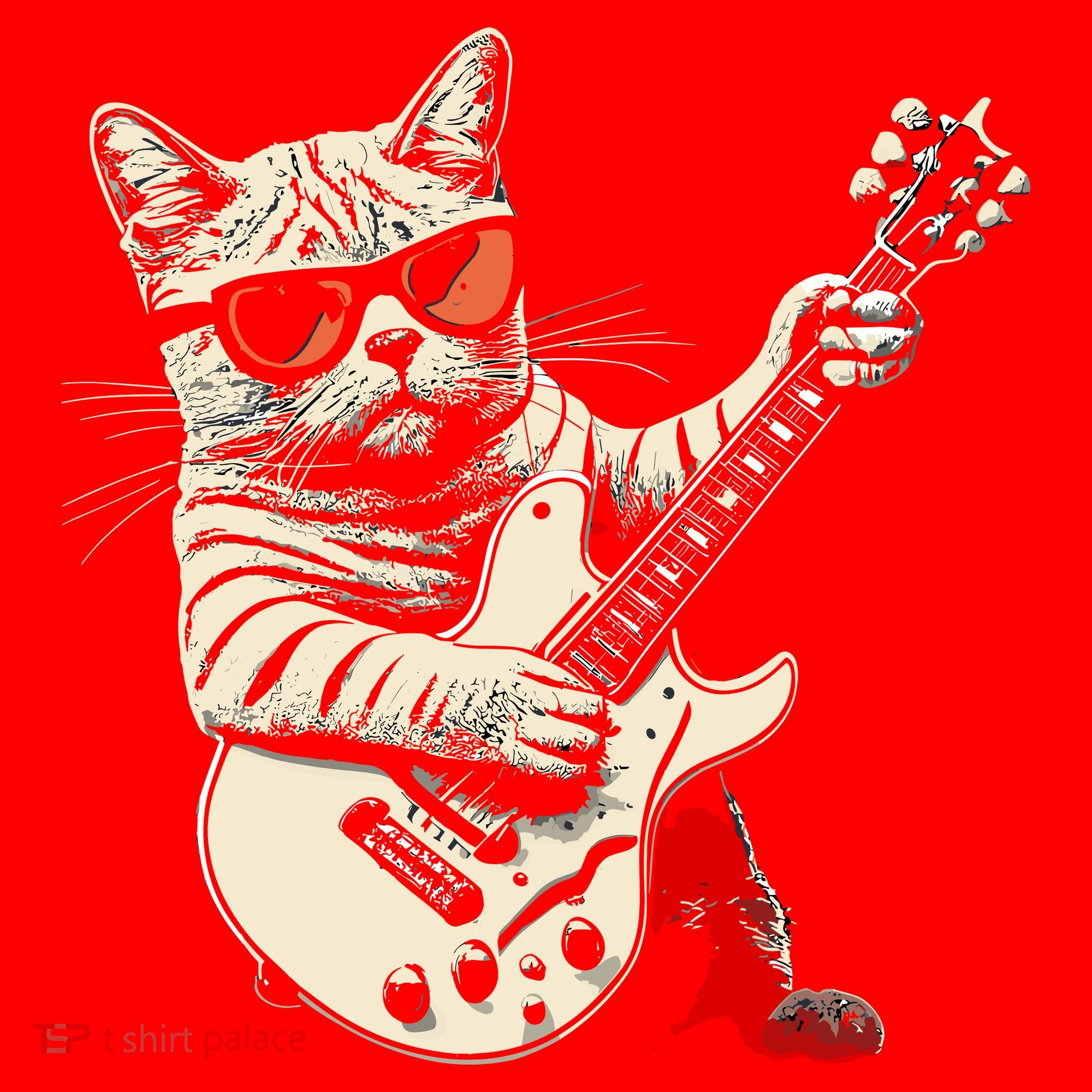Rock Cat Playing Guitar Rock Kitty Funny Guitar Cat Santa Hat
