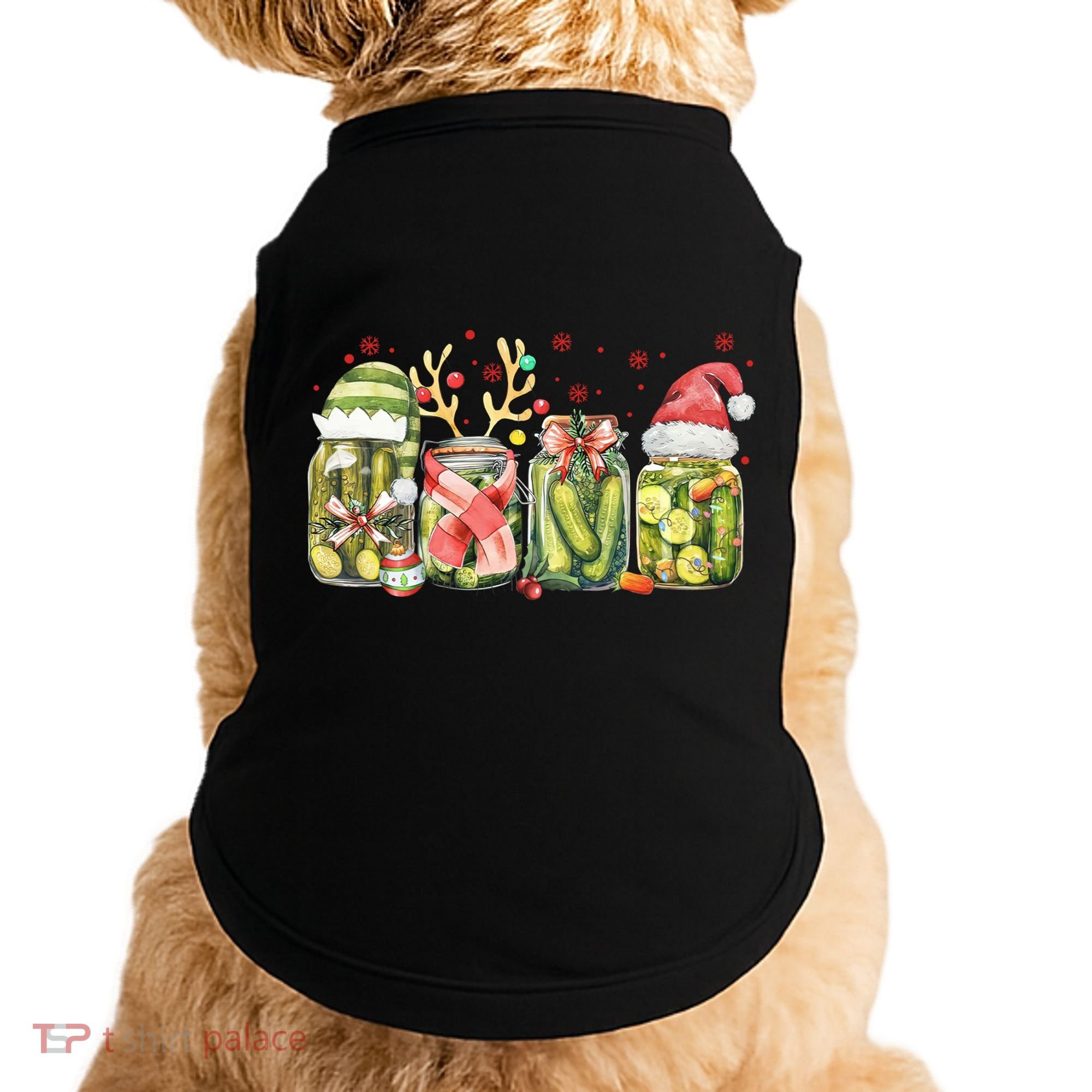 Retro Canned Pickle Christmas Light Xmas Pajama Pickle Lover Doggie Tank