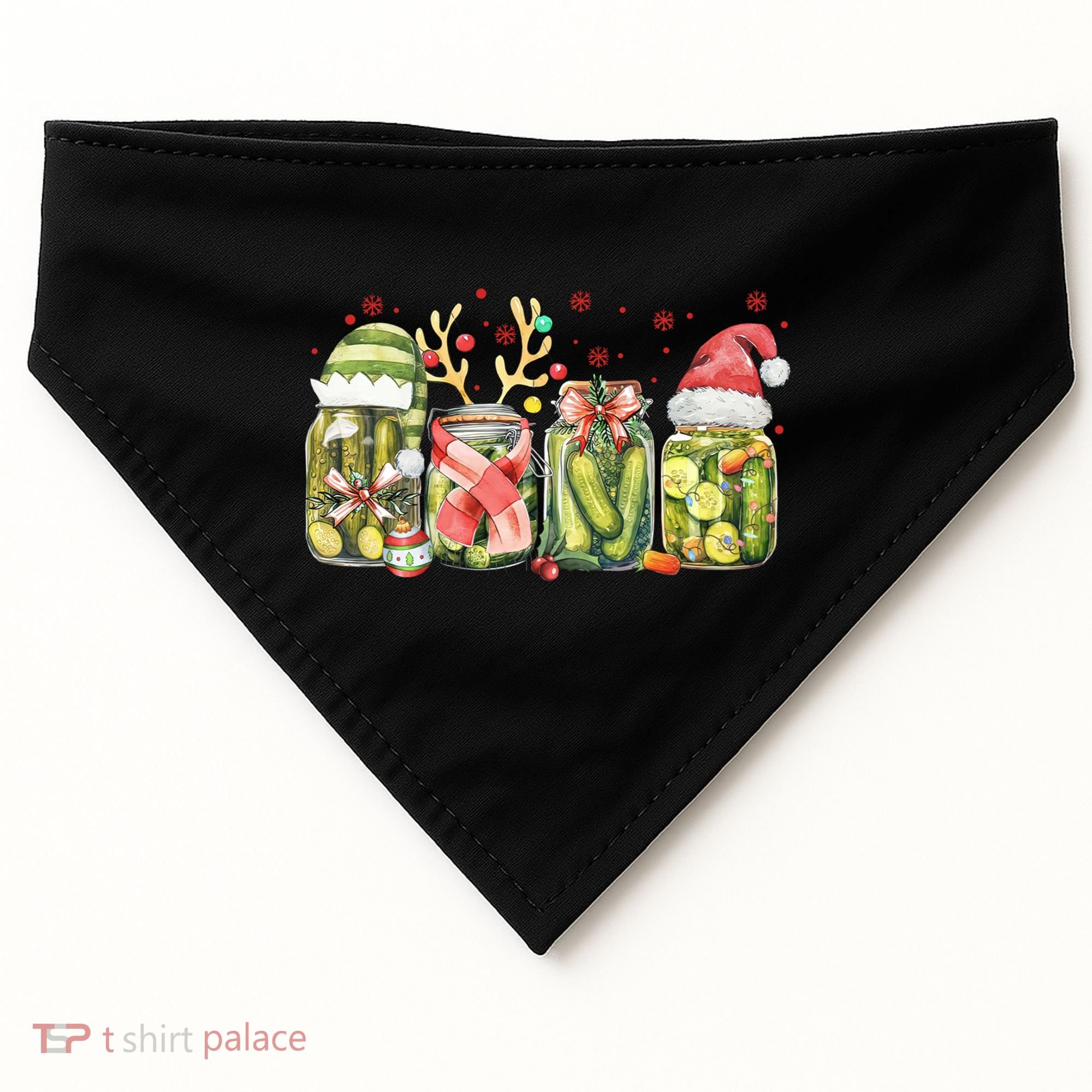 Retro Canned Pickle Christmas Light Xmas Pajama Pickle Lover USA-Made Doggie Bandana