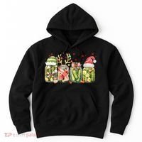 Retro Canned Pickle Christmas Light Xmas Pajama Pickle Lover Hoodie thumb 0