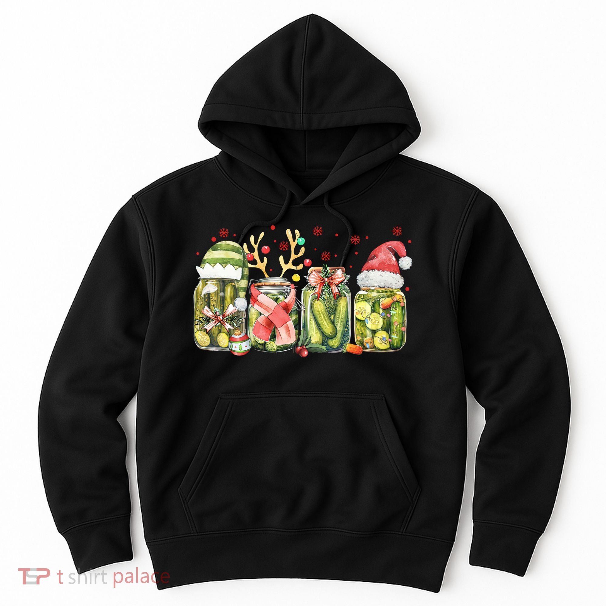 Retro Canned Pickle Christmas Light Xmas Pajama Pickle Lover Hoodie