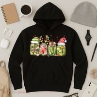 Retro Canned Pickle Christmas Light Xmas Pajama Pickle Lover Hoodie thumb 3