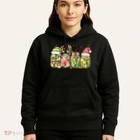 Retro Canned Pickle Christmas Light Xmas Pajama Pickle Lover Hoodie thumb 5