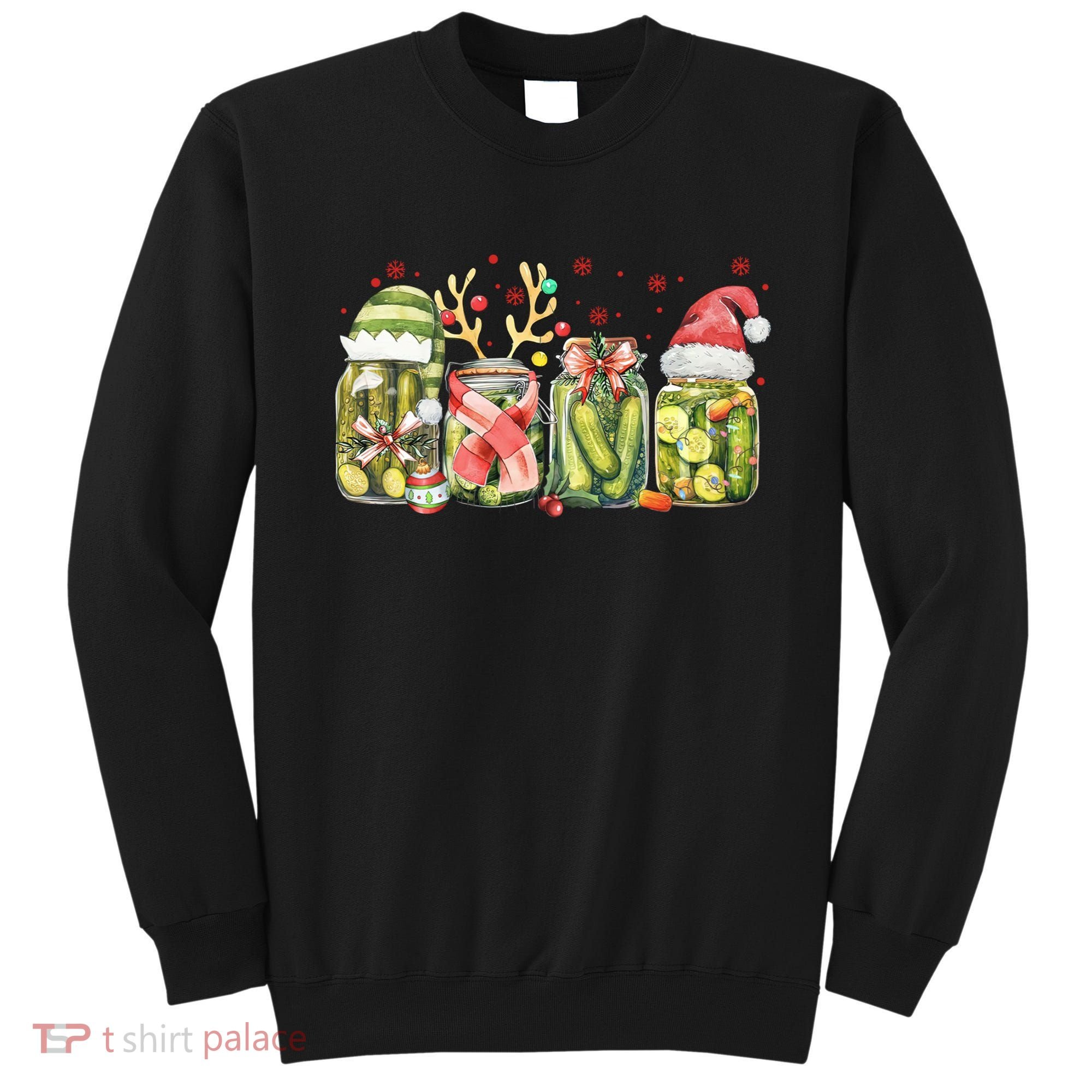 Retro Canned Pickle Christmas Light Xmas Pajama Pickle Lover Sweatshirt