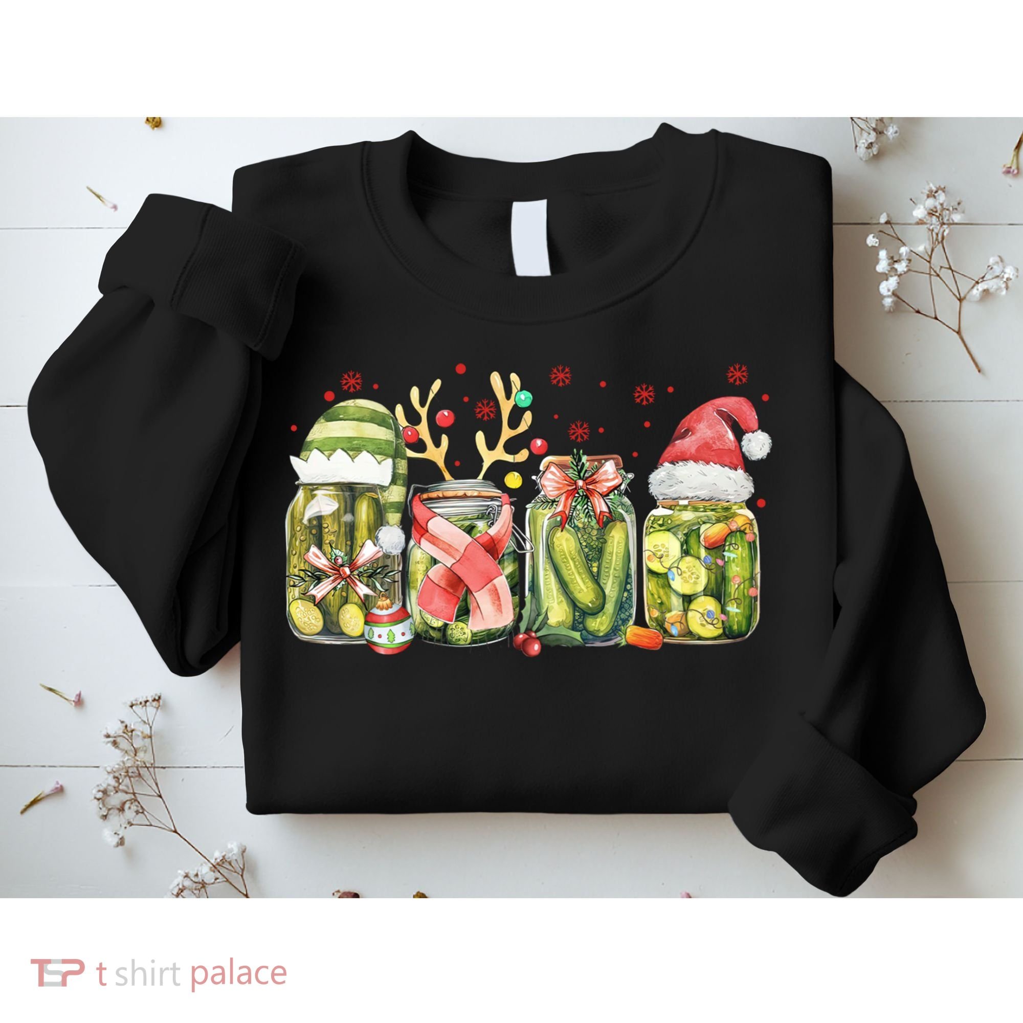 Retro Canned Pickle Christmas Light Xmas Pajama Pickle Lover Sweatshirt