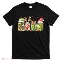 Retro Canned Pickle Christmas Light Xmas Pajama Pickle Lover T-Shirt thumb 0