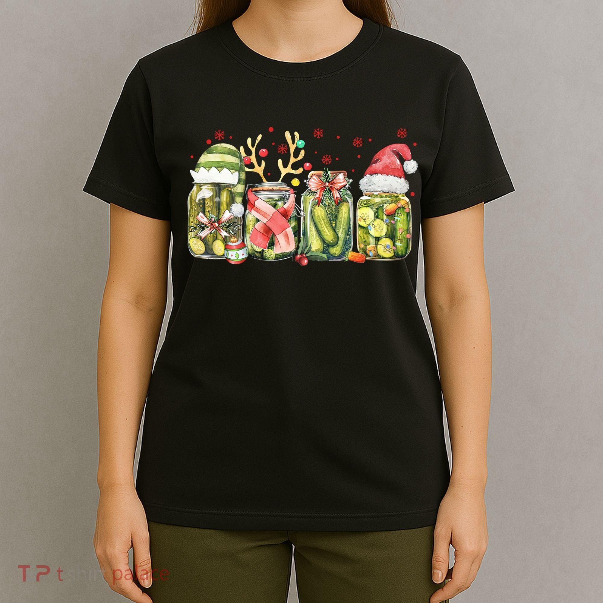 Retro Canned Pickle Christmas Light Xmas Pajama Pickle Lover T-Shirt