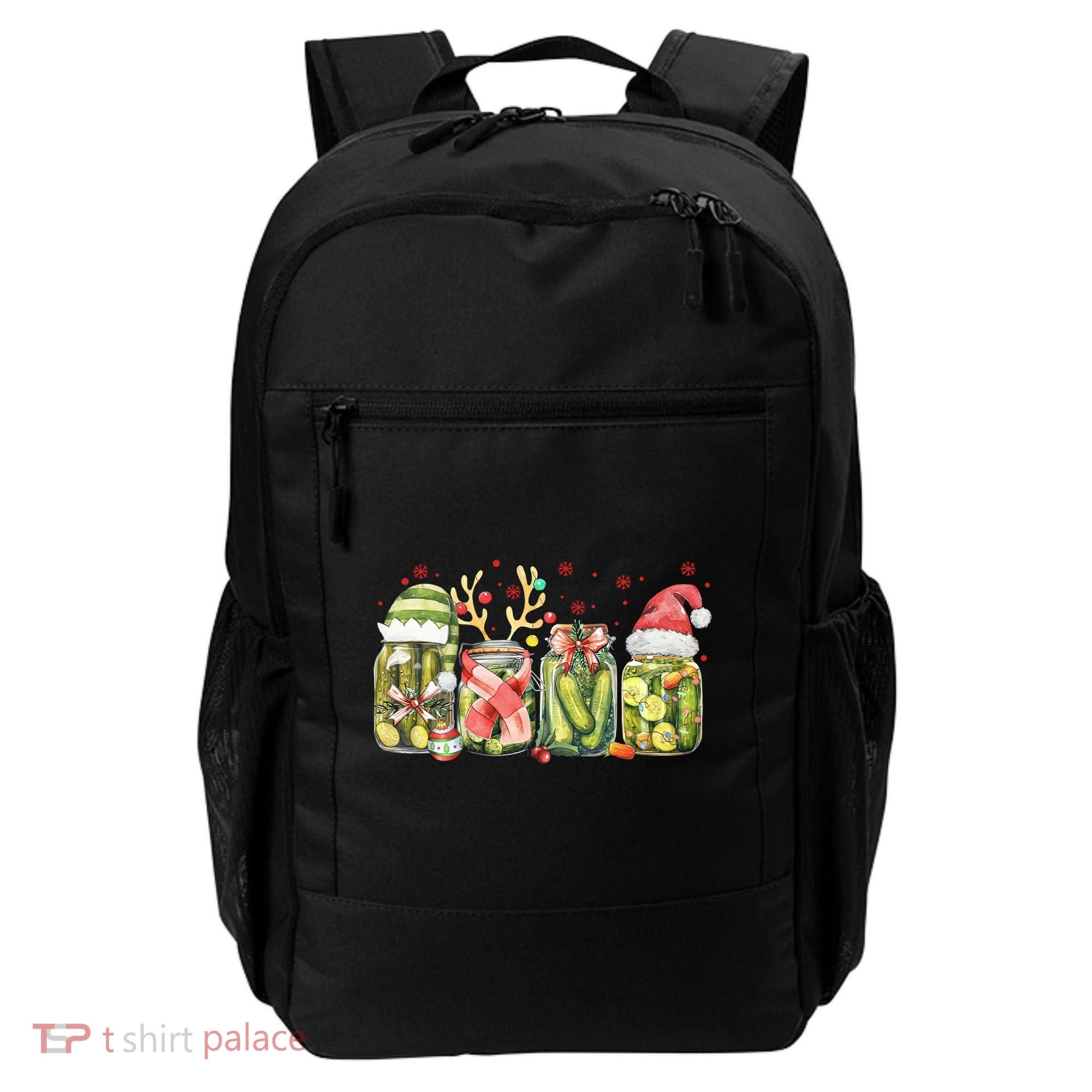 Retro Canned Pickle Christmas Light Xmas Pajama Pickle Lover Backpack