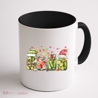 Retro Canned Pickle Christmas Light Xmas Pajama Pickle Lover Coffee Mug thumb 1
