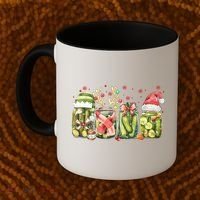 Retro Canned Pickle Christmas Light Xmas Pajama Pickle Lover Coffee Mug thumb 2