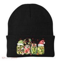Retro Canned Pickle Christmas Light Xmas Pajama Pickle Lover Beanie thumb 0