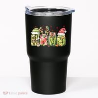 Retro Canned Pickle Christmas Light Xmas Pajama Pickle Lover Tumbler thumb 0