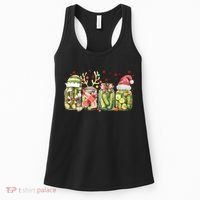 Retro Canned Pickle Christmas Light Xmas Pajama Pickle Lover Women's Tank Top thumb 0