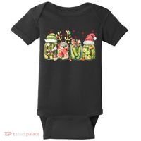 Retro Canned Pickle Christmas Light Xmas Pajama Pickle Lover Baby Bodysuit thumb 0