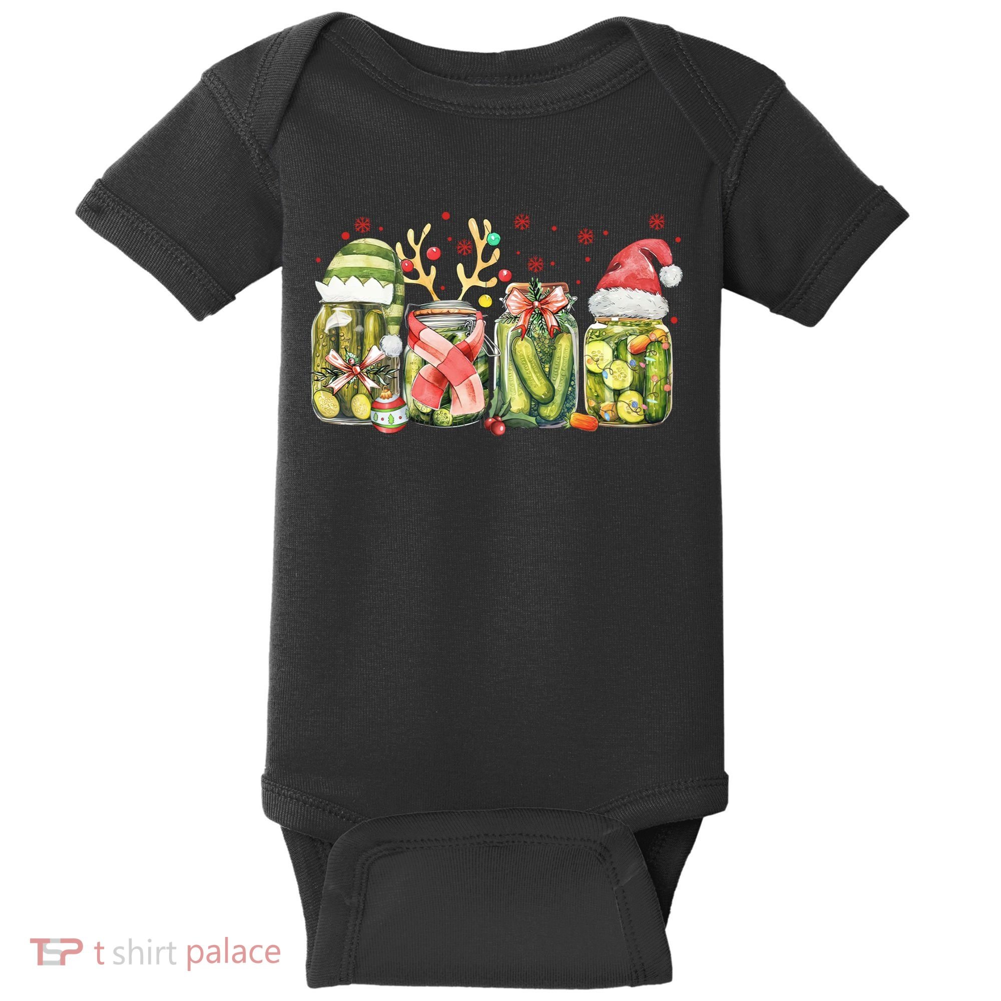 Retro Canned Pickle Christmas Light Xmas Pajama Pickle Lover Baby Bodysuit