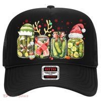 Retro Canned Pickle Christmas Light Xmas Pajama Pickle Lover Hat thumb 0