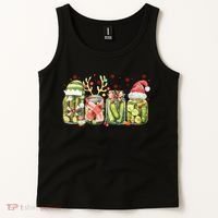Retro Canned Pickle Christmas Light Xmas Pajama Pickle Lover Tank Top thumb 2