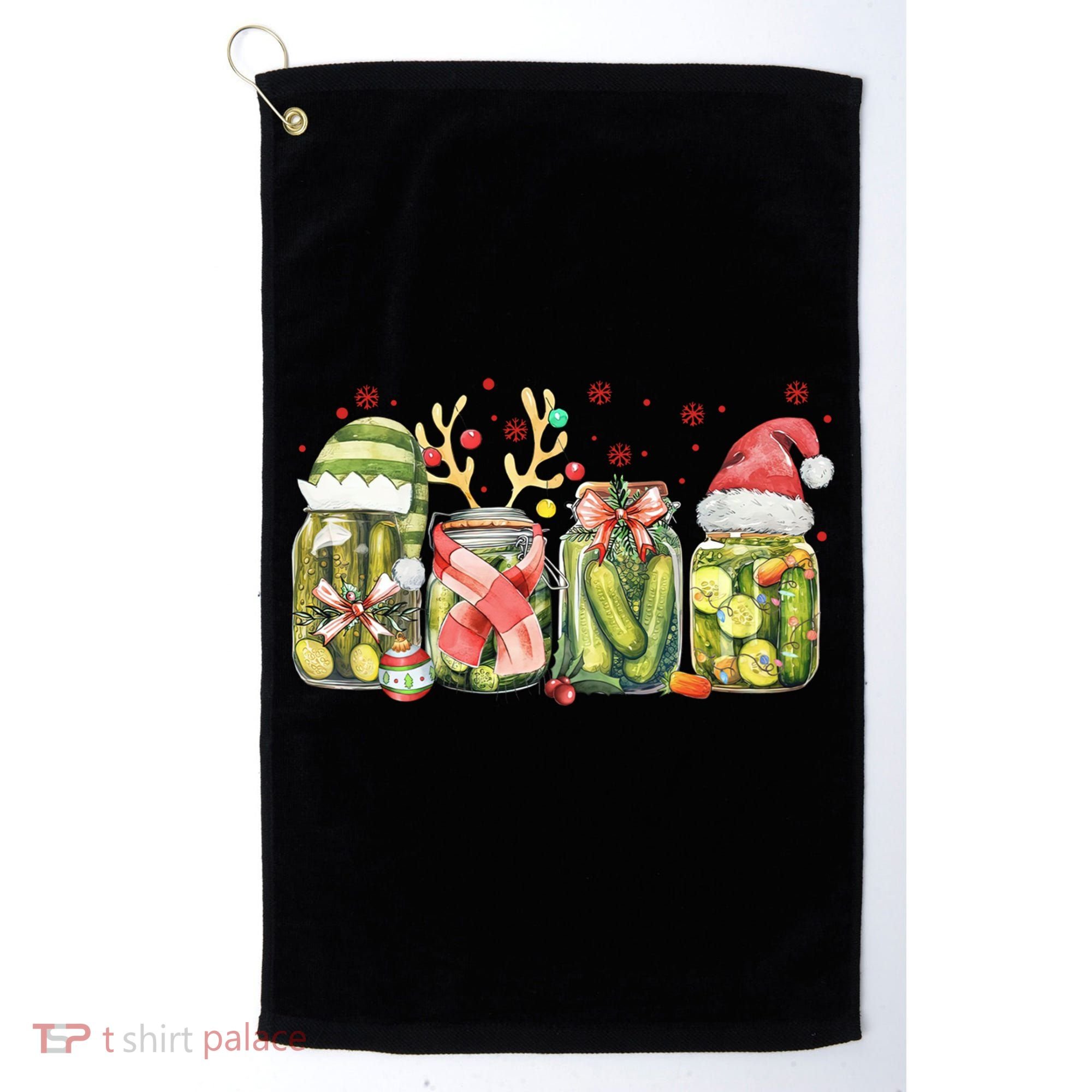 Retro Canned Pickle Christmas Light Xmas Pajama Pickle Lover Golf Towel