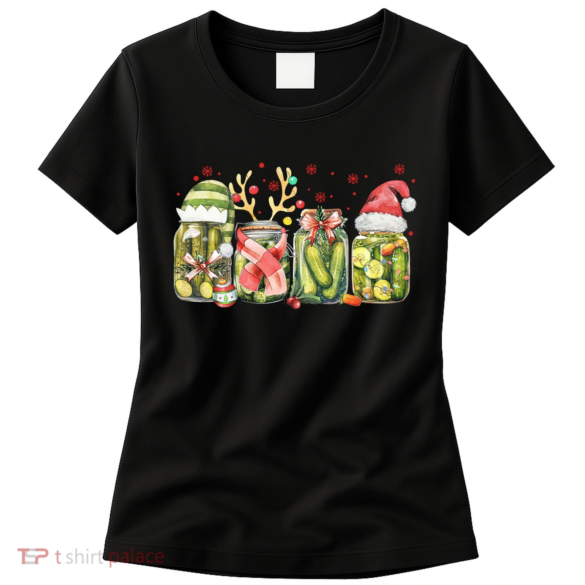 Retro Canned Pickle Christmas Light Xmas Pajama Pickle Lover Women's T-Shirt