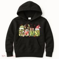 Retro Canned Pickle Christmas Light Xmas Pajama Pickle Lover Kids Hoodie thumb 0