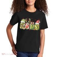 Retro Canned Pickle Christmas Light Xmas Pajama Pickle Lover Kids T-Shirt thumb 2