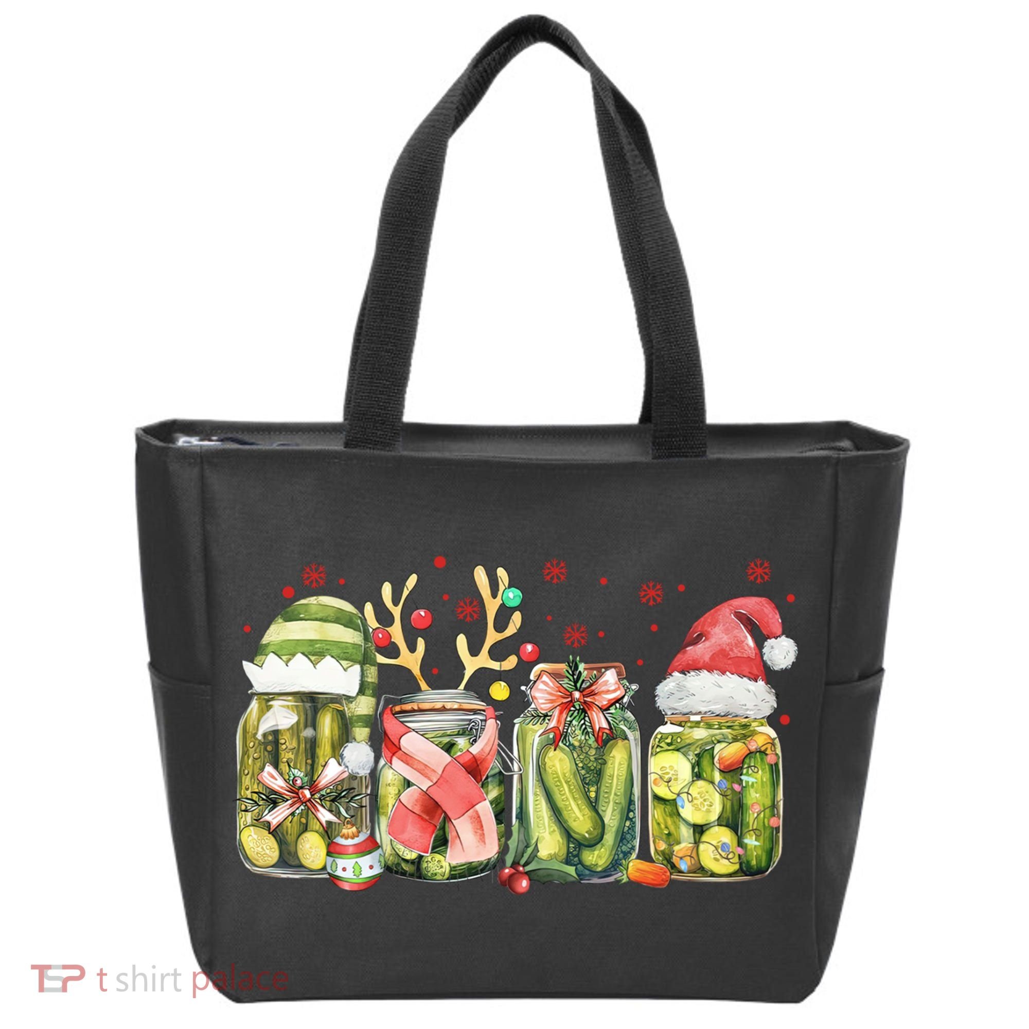 Retro Canned Pickle Christmas Light Xmas Pajama Pickle Lover Tote Bag