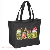Retro Canned Pickle Christmas Light Xmas Pajama Pickle Lover Tote Bag thumb 2