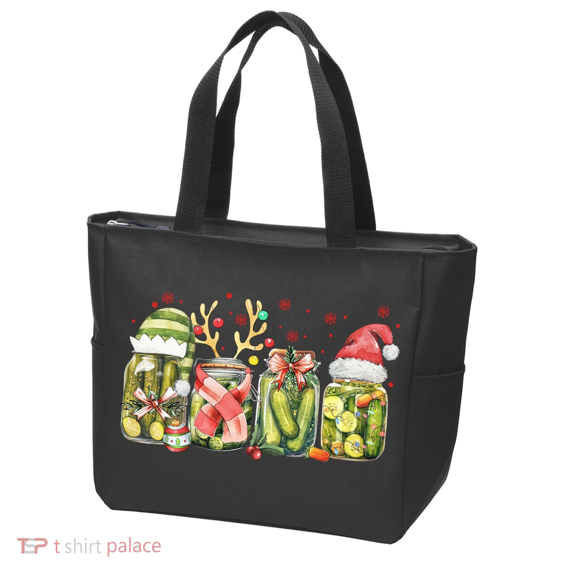 Retro Canned Pickle Christmas Light Xmas Pajama Pickle Lover Tote Bag
