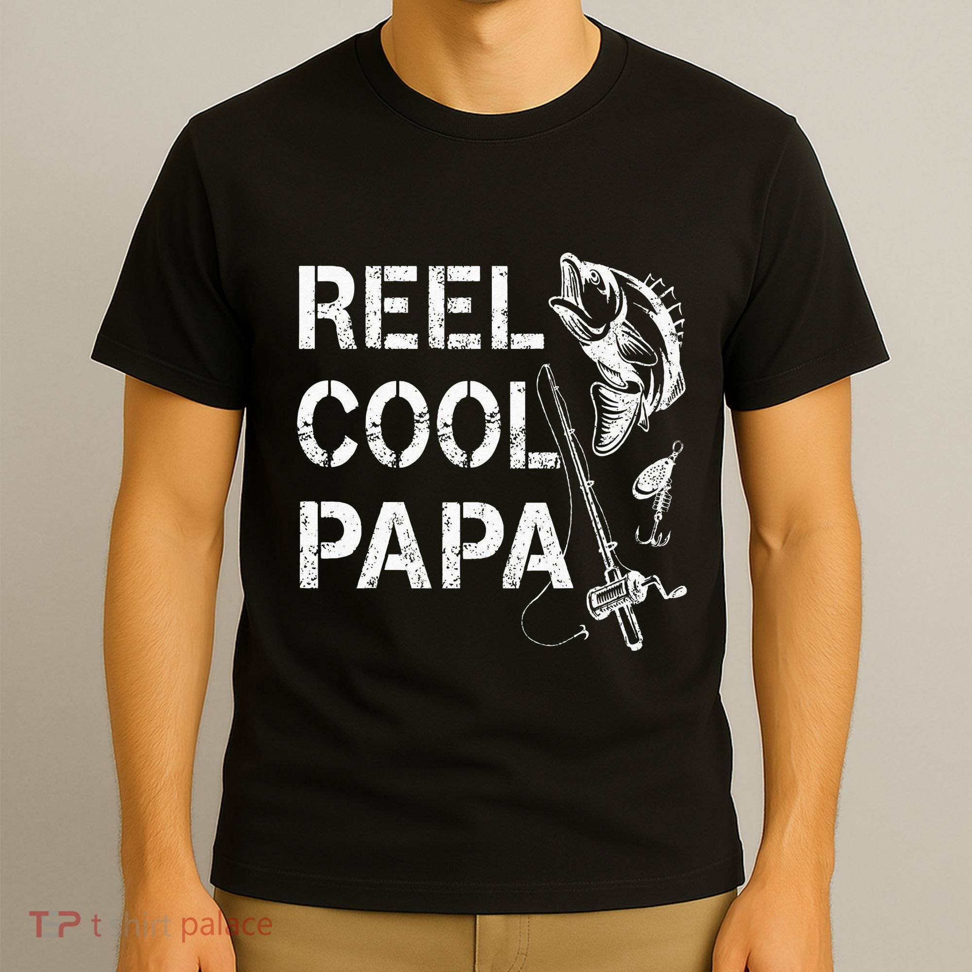 Reel Cool Papa Fishing Dad Gifts Fathers Day Fisherman Fish T-Shirt