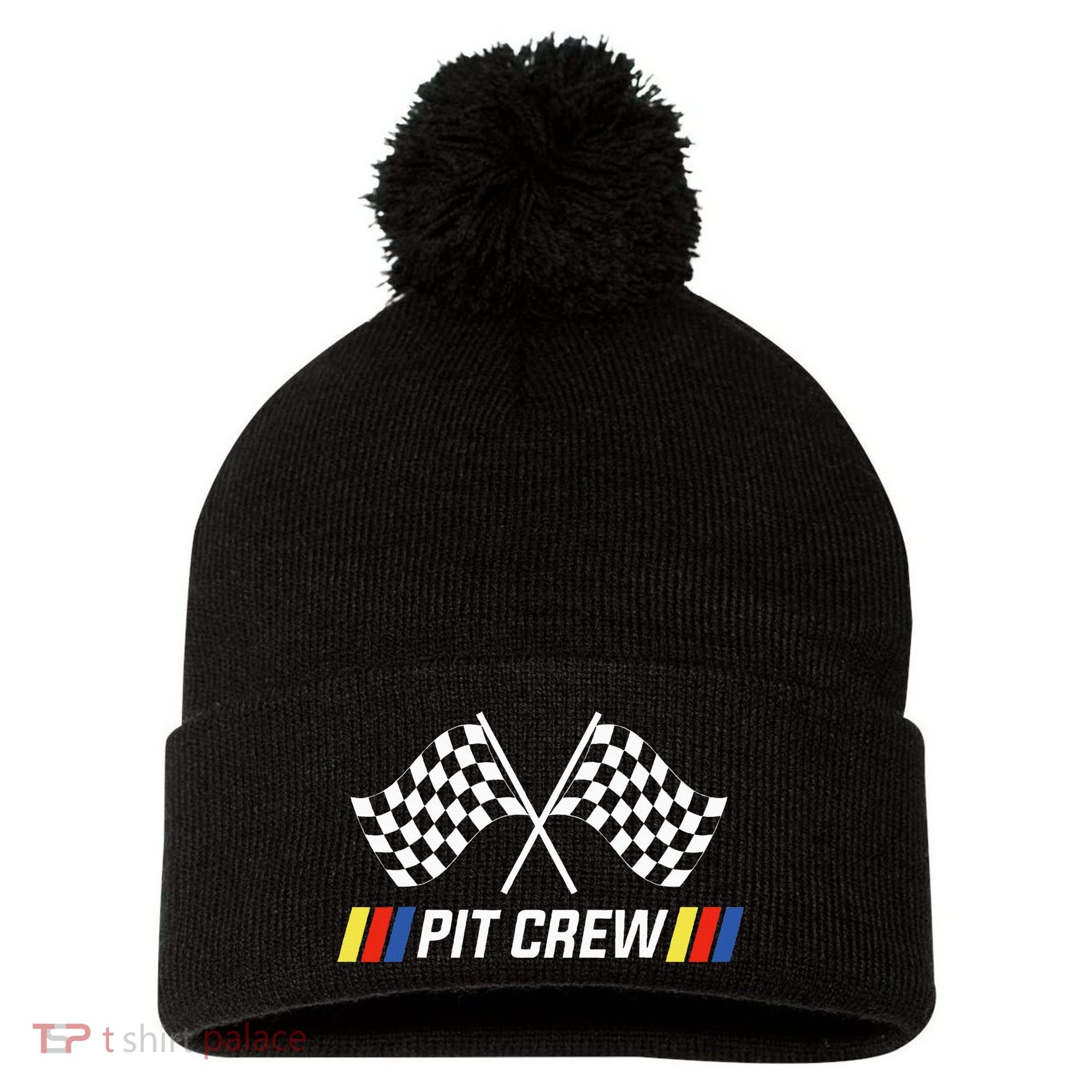 Race Car Pit Crew Party Supplies Pom Pom 12in Knit Beanie