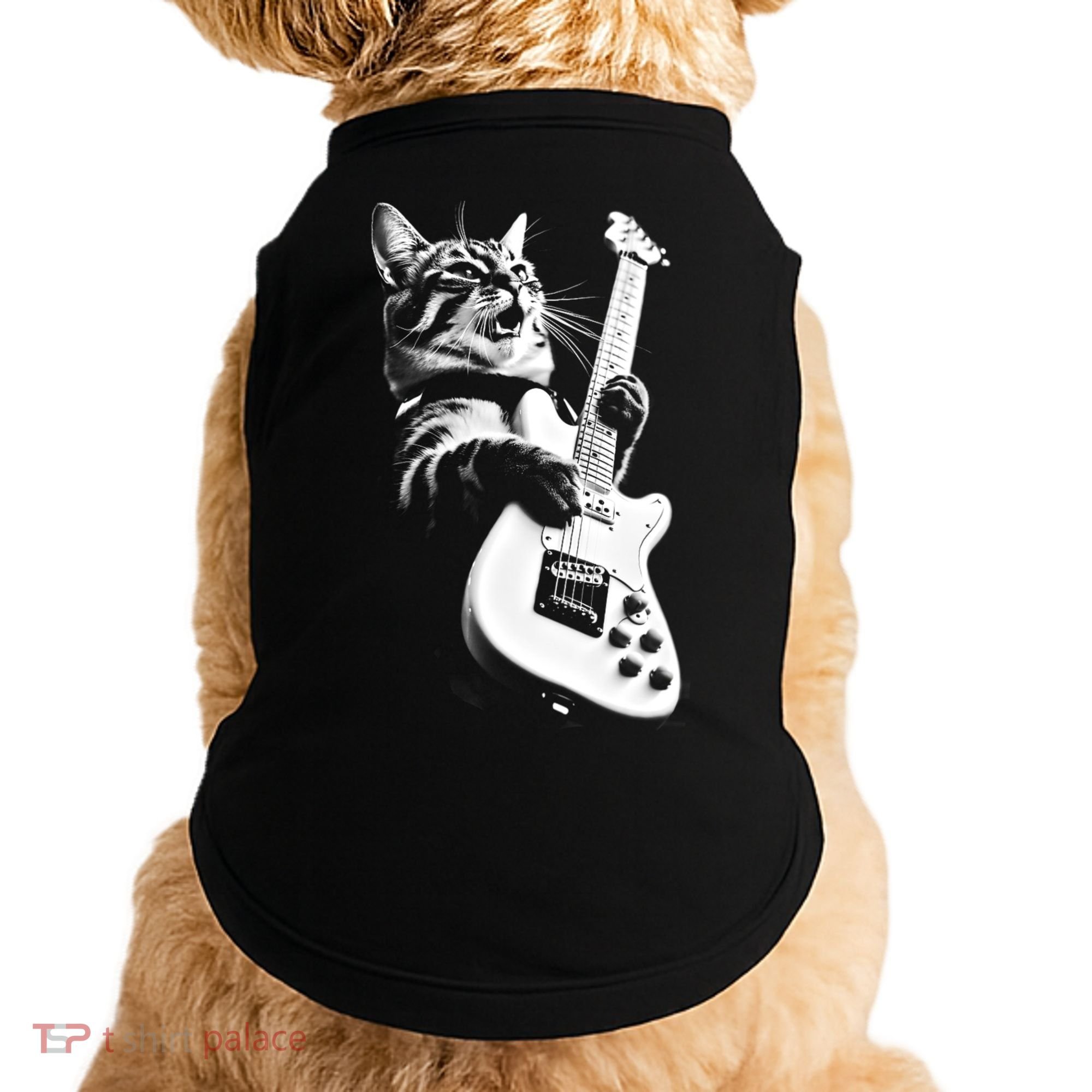 Rock Cat Playing Guitar Doggie Tank