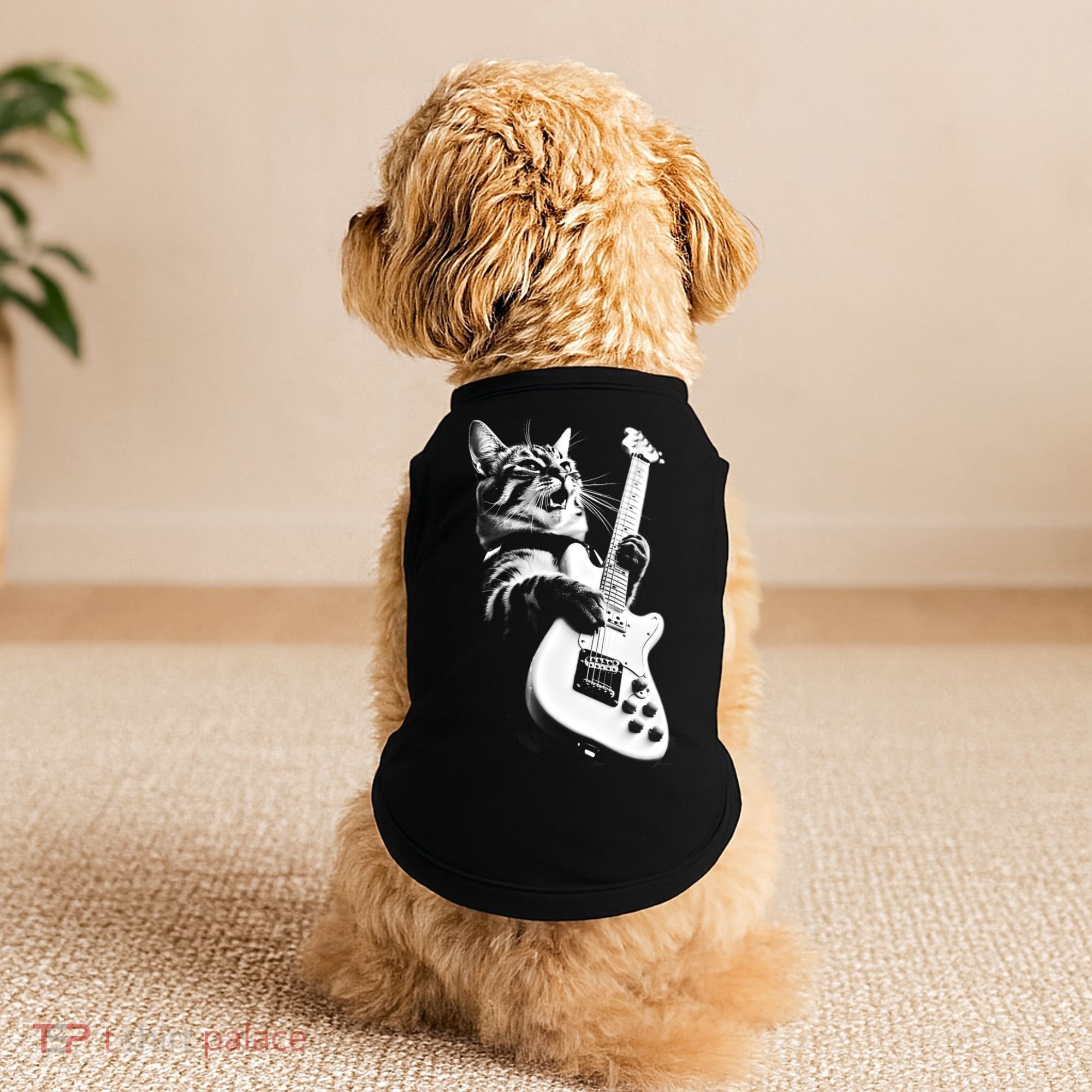 Rock Cat Playing Guitar Doggie Tank