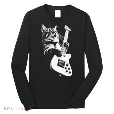 Rock Cat Playing Guitar Long Sleeve Shirt