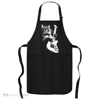 Rock Cat Playing Guitar Apron