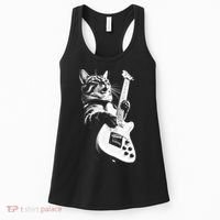 Rock Cat Playing Guitar Women's Tank Top thumb 0