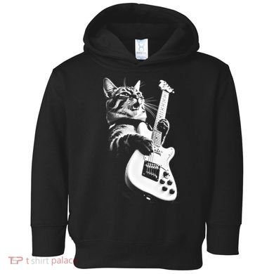 Rock Cat Playing Guitar Toddler Hoodie