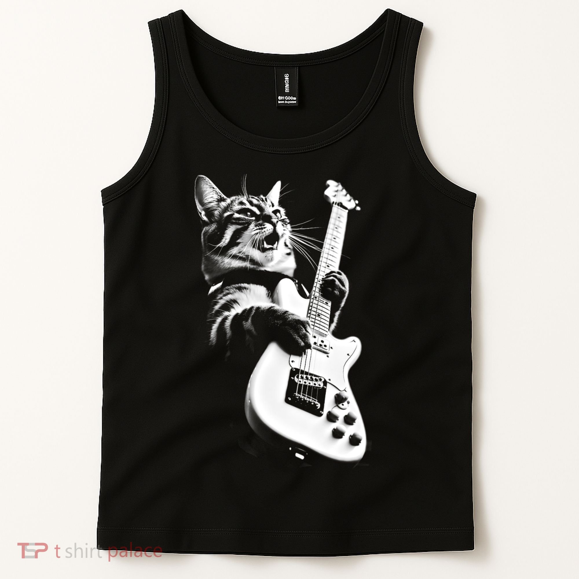 Rock Cat Playing Guitar Tank Top