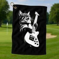 Rock Cat Playing Guitar Golf Towel thumb 1
