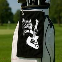 Rock Cat Playing Guitar Golf Towel thumb 2