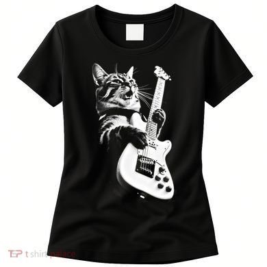 Rock Cat Playing Guitar Women's T-Shirt