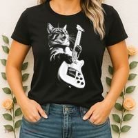 Rock Cat Playing Guitar Women's T-Shirt thumb 2